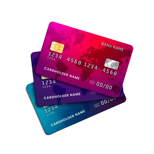 Three bank cards fanned out
