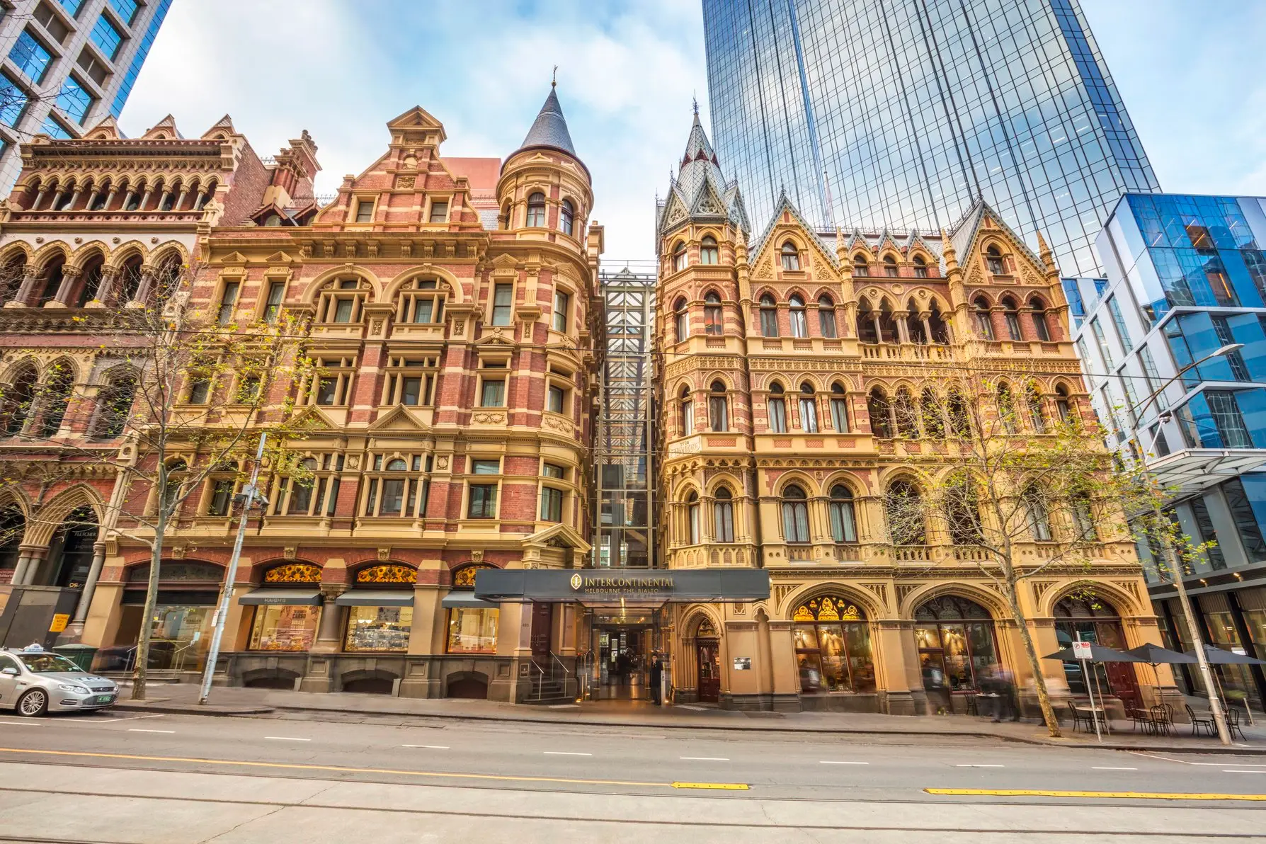 The Victorian facade of InterContinental Melbourne The Rialto seen from Collins Street